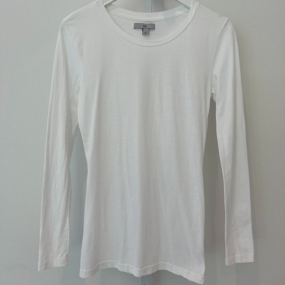 TEE WHITE 100% PIMA COTTON LONG SLEEVE T-SHIRT SIZE S #2
